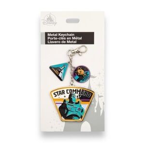 Disney Parks Buzz Lightyear Star Command Keychain With Sox Large Metal New